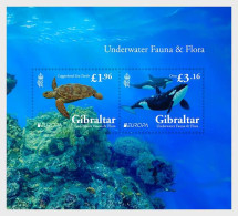 Gibralter 2024 Underwater Fauna And Flora,Marine Species,Sea Turtle,Orca, Killer Whale,Apex Predator,MS MNH (**) - Gibilterra