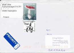 Finland Cover Sent To Denmark 27-4-2018 Topic Stamps BIRDS And MUSHROOMS - Covers & Documents