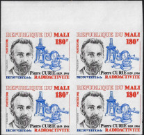 Mali 1981 Y&T 428 Non Dentelé En Bloc De 4. Pierre Curie, Découverte De La Radioactivité - Prix Nobel
