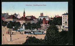 AK München, Strassenbahn Auf Dem Sendlingertor-Platz  - Strassenbahnen