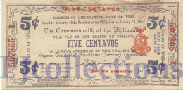PHILIPPINES 5 CENTAVOS 1942 PICK S641 UNC EMERGENCY BANKNOTE - Filipinas