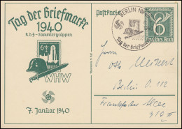 P 288 Tag Der Briefmarke WHW Passender SSt BERLIN NW 40 - 6.1.1940 Ortspostkarte - Tag Der Briefmarke