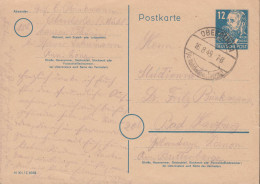 Postkarte P 36a/01 Engels 12 Pf. DV M 301 / C 8088, OBERDORLA 16.8.1949 - Storia Postale