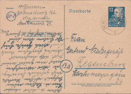 Postkarte P 36a/02 Engels 12 Pf. DV M 301 / C 1633, WEISSWASSER 17.12.1949 - Brieven En Documenten