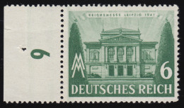 765 Leipziger Messe 6 Pf Randstück PLF Fleck Hinter 1941, Feld 20, Gefaltet ** - Plaatfouten & Curiosa