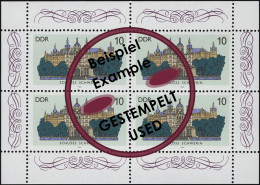 3032 Schlösser-Kleinbogen Schwerin 4x 10 Pf 1986, Tagestempel O - Used Stamps