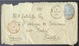 GB1880 Queen Victoria Cover RARE GRAMPOUND+671(Cornwall)sent Via Ruan High Lanes>Abbaye St Pierre De Solesmes, France - Covers & Documents