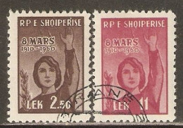 Albania 1960 Mi# 591-592 Used - 50th Anniv. Of Intl. Women's Day / Rockets / Space - Europe