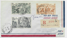 MARTINIQUE PA 5FR+10FR+50FR LETTRE COVER REC AVION FORT DE FRANCE 30.11.1946 POUR USA SIGNATURE DECARIS GRAVEUR - Covers & Documents