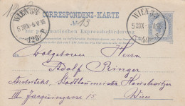 Autriche Entier Postal Carte Pneumatique Wien 1896 - Briefkaarten