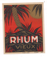 Etiquette  RHUM   Vieux - Imprimeur G. Jouneau -  Années 1930 - Chromolitho - - Rhum