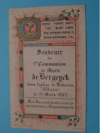 1re Communion De MARIE De BERGEYCK à BEVEREN ( WAES ) Le 15 Mars 1883 ( Zie / Voir SCANS ) ! - Communion