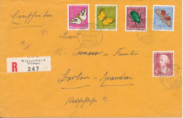 Switzerland Registered Cover Sent To Germany 31-12-1957 Butterflies (complete Set Pro Juventute 1957) - Briefe U. Dokumente