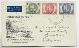 AUSTRIALIA 1/+2/+3L LETTRE COVER FDC AIR MAIL QUEENSLAND 1946 TO BELGIQUE - Storia Postale