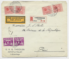 NEDERLAND 1 1/2CX2+ 7 1/2CX4 LETTRE COVER REC AVION GRAVENHAGUE 1928 TO FRANCE - Cartas & Documentos