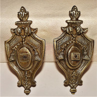 RARE ANCIEN LOT DE 2 FRONTONS SIGNE E. MULLER PARIS STYLE LOUIS XV BON ETAT - Brons