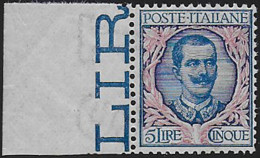 1901 Italia VE III Lire 5 Azzurro Rosa Bf MNH Sassone N.78 - Sonstige & Ohne Zuordnung