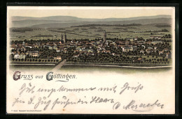 Lithographie Göttingen, Ortsansicht Mit Fernblick Aus Der Vogelschau  - Göttingen