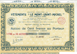 35-VETEMENTS "LE MONT-SAINT-MICHEL". SA DES ... RENNES   Titre De  10 Actions - Other & Unclassified