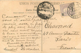  PORTUGAL -  MARCOPHILIE MADEIRA - FUNCHAL POUR PARIS  1908 - Poststempel (Marcophilie)