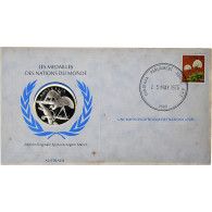 Australie, Medal + Stamp, United Nations, 1976, Argent, BE, FDC - Altri & Non Classificati