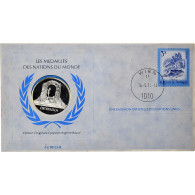 Autriche, Medal + Stamp, United Nations, 1976, Argent, BE, FDC - Otros & Sin Clasificación