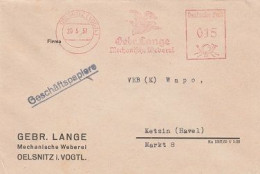 DDR Brief Mit Freistempel Oelsnitz Im Vogtland 1957 Rot Gebr. Lange Mechanisch Weberei - Franking Machines (EMA)