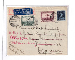 974/40 -- PAR AVION - Enveloppe TP PA Et Képis BRUXELLES 1933 Vers CAPETOWN South Africa, Puis JOHANNESBURG - Covers & Documents