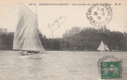 ENGHIEN LES BAINS LES BORDS DU LAC VOILIERS 1918 TBE - Enghien Les Bains