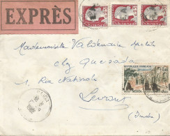 FRANCE ANNEE 1962 N°1263x3,1318 SURCHARGES EA SUR ENVELOPPE EXPRES SAIDA 19 9 1962 TB - Guerre D'Algérie