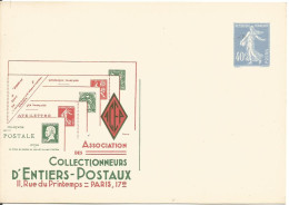 FRANCE ANNEE1907/1939 ENTIER TYPE SEMEUSE CAMEE N° 237 CP  REPIQUE  - Bijgewerkte Postkaarten  (voor 1995)