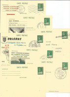 FRANCE ANNEE 1975 LOT DE 7 ENTIERS TYPE MARIANNE DE BECQUET N°1891  CP1 REPIQUE + OBLIT. TB  - Bijgewerkte Postkaarten  (voor 1995)