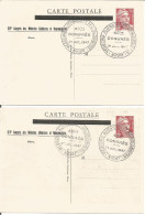 FRANCE ANNEE 1947 LOT DE 2 ENTIERS TYPE MARIANNE DE GANDON N° 716B CP1 REPIQUE 45 CONGRES DES MEDECINS  TB  - Cartes Postales Repiquages (avant 1995)