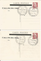 FRANCE ANNEE 1947 LOT DE 2 ENTIERS TYPE MARIANNE DE GANDON N° 716B CP1 REPIQUE 45 CONGRES DES MEDECINS  TB  - AK Mit Aufdruck (vor 1995)