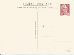 FRANCE ANNEE 1947 ENTIER TYPE MARIANNE DE GANDON N° 716B CP1 REPIQUE  - Bijgewerkte Postkaarten  (voor 1995)