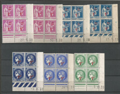 FRANCE ANNEE 1941 N°484 à 488 LOT DE 7 BLOCS DE 4 EX COINS DATES NEUFS** MNH TB COTE 32,50 €  - 1940-1949