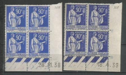 FRANCE ANNEE 1937 N°368 LOT DE  2 BLOCS DE 4EX NEUFS** MNH COIN DATE  TB COTE 20,00 €  - 1930-1939