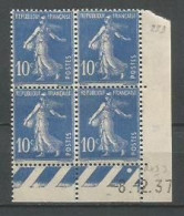 FRANCE ANNEE 1932/1937 N°279 BLOCS DE 4EX NEUFS** MNH COIN DATE 8/12/37 TB COTE 20,00 €  - 1930-1939