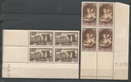 FRANCE ANNEE 1939 N°445,446 LOT DE 2 BLOCS DE 4 EX COINS DATES  NEUFS** MNH TB COTE 32,00 € - 1930-1939