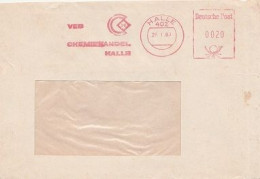 DDR Brief Mit Freistempel Halle 1980 Rot VEB Chemiehandel Halle - Maschinenstempel (EMA)