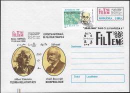 Roumanie 1999 Entier Postal Albert Einstein Et Emil Racovita. Théorie De La Relativité, Formules - Albert Einstein