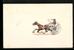 Lithographie Pferdesport, Sulki, Jockey  - Hippisme