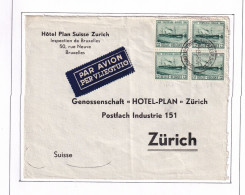 977/40 -- PAR AVION - Enveloppe TP Ostende-Douvres (Bloc De 4) BRUXELLES 1946 Vers ZURICH Suisse - Covers & Documents