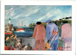 " Les Marins De L'île D'Houât"  De SANSEAU.   Cachet Poste. 1990. - Peintures & Tableaux