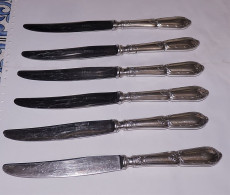 LOT DE 6 COUTEAUX ANCIENS EN METAL ARGENTE SFAM BE PROPRES - Plata