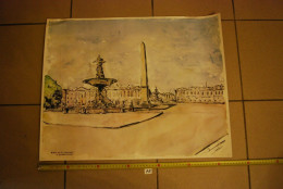 A1 Ancienne Affiche - Place De La Concorde - Paris - Signé - Manifesti