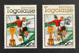 TOGO 1978 / 1980 - NEUF**/MNH - Mi 1282 A + 1499 A Overprint Gold - COUPE Du MONDE ESPAGNE SPAIN - SOCCER FOOTBALL - Togo (1960-...)