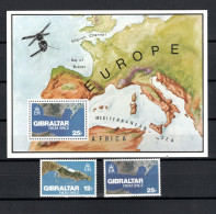 Gibraltar 1978 Space, Gibraltar From Space 2 Stamps + S/s MNH - Europa