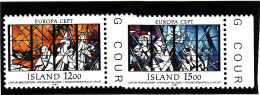 Islande 1987. Cat.Yvert N° 618/619 **. Europa, Architecture Moderne, Vitraux De Fassvagur - Nuevos