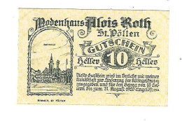 **notgeld   Austria  St  Polten 10 Heller  933.1 Rare  Cat Val 8 Euro - Autriche